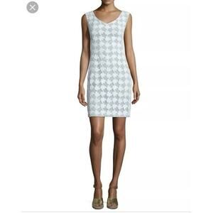 Tory Burch Brooklyn Sheath Dress Sleeveless V-Neck White Lace Mint Size 4 NEW
